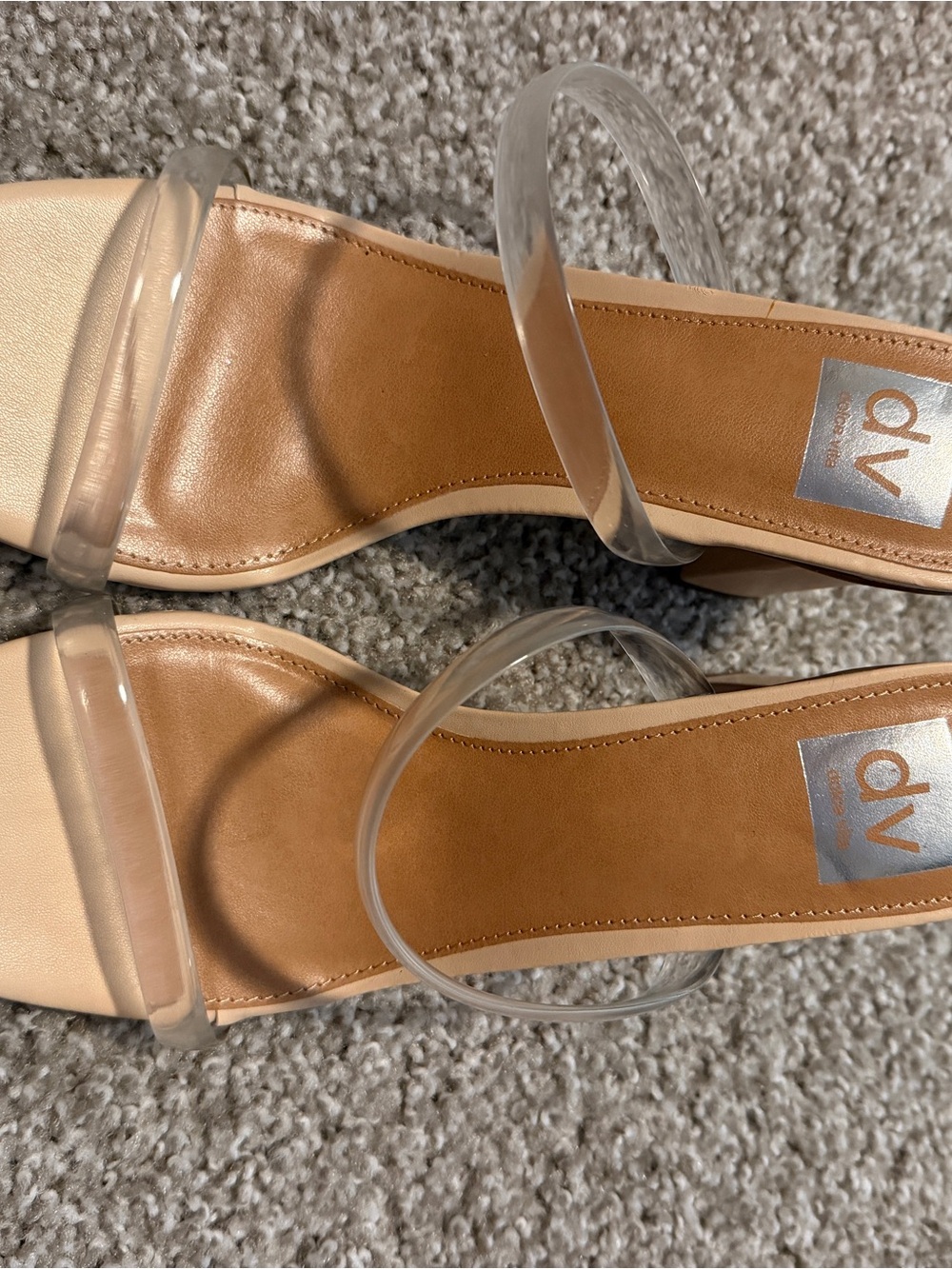 Dolce Vita Clear-Strap Tan Block Heel Sandals